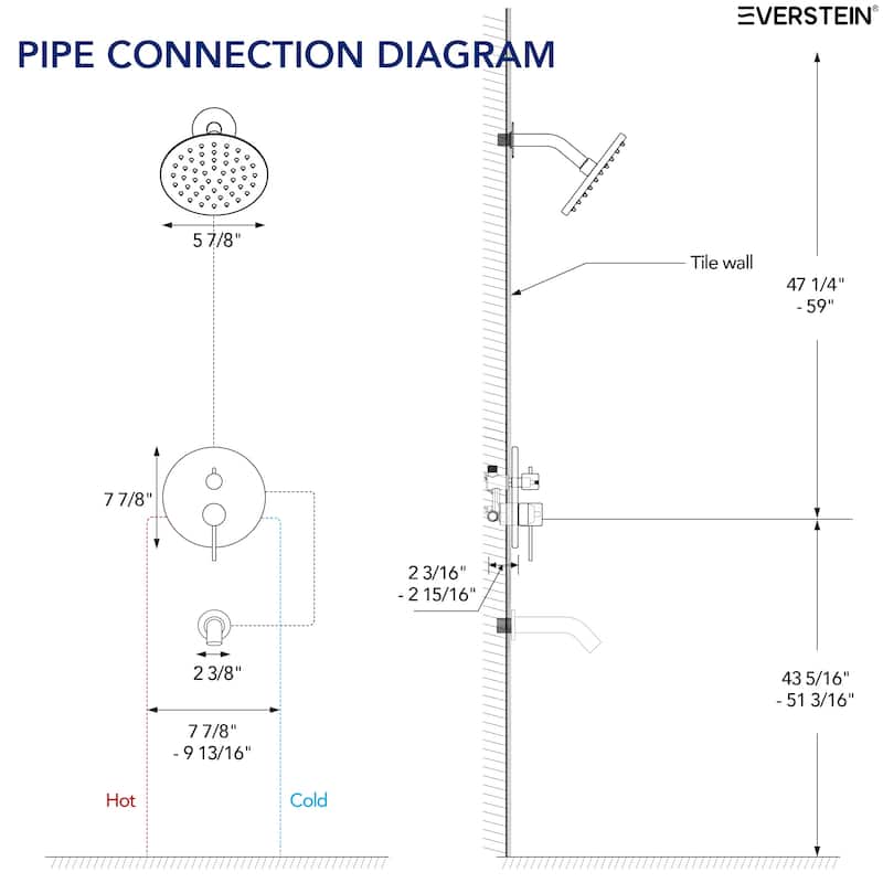 6" Dual-Function Tub and Shower Faucet Set, Modern Tub And Shower Trim Kit Valve Included