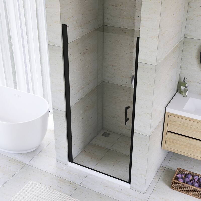 Pivot Semi-Frameless Shower Door in Matte Black Finish