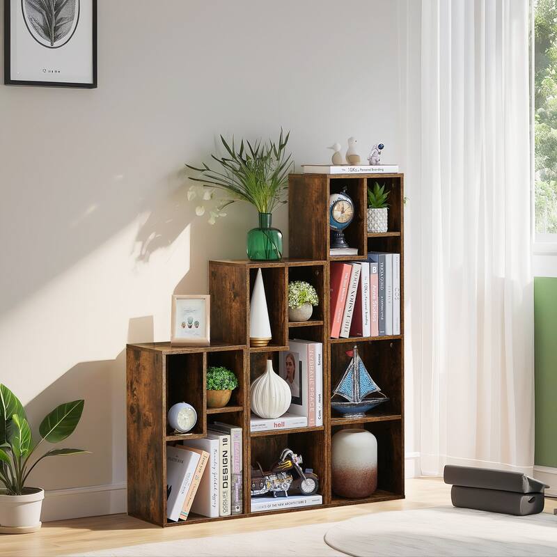 VECELO Set of 3 Cube Bookshelves 2/3/4-Tier Open Shelf Bookcase with Irregular Cubes for Living Room Study Bedroom Office