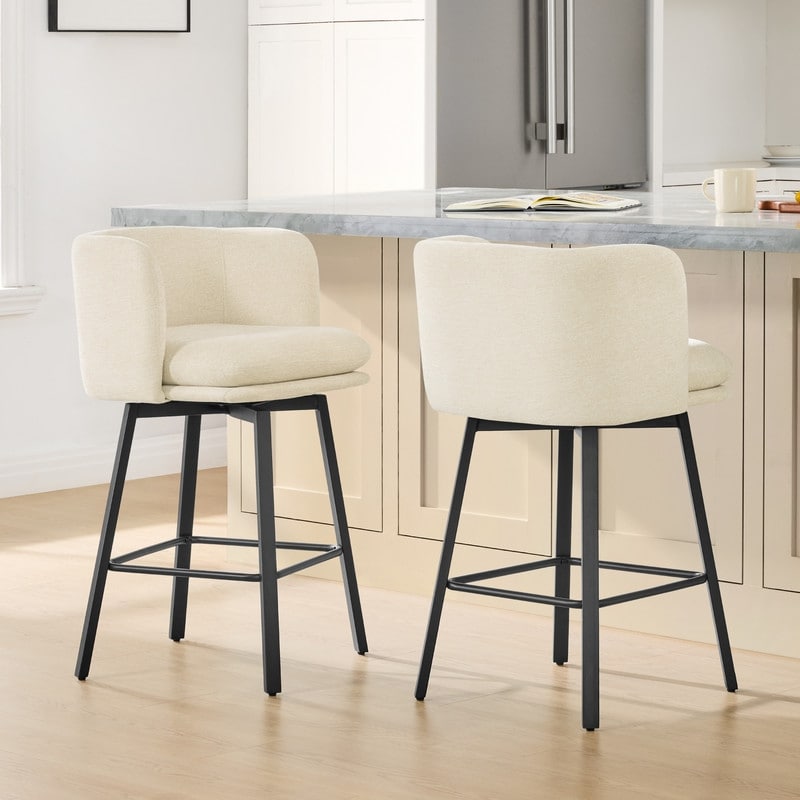 Modern Swivel Counter Bar Stool Set with Barrel Back&Double-layer Cushion