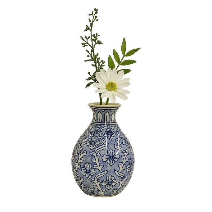 Home&Manor Ceramic Bottle Vase Light Blue