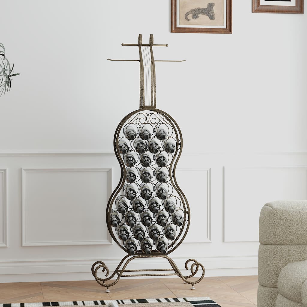 Cello Shape Wine Bakers Rack,Freestanding Wine Rack with Storage Bottle,Wine Storage Home Bar for Liquor and Wine