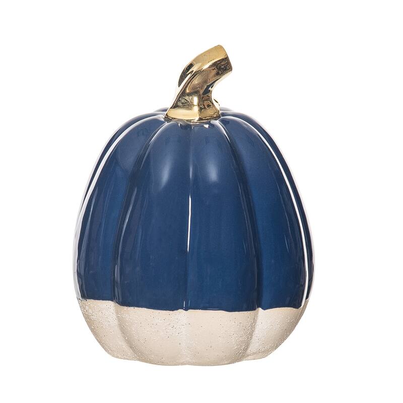 Blue & Khaki Large Pumpkin Figurine