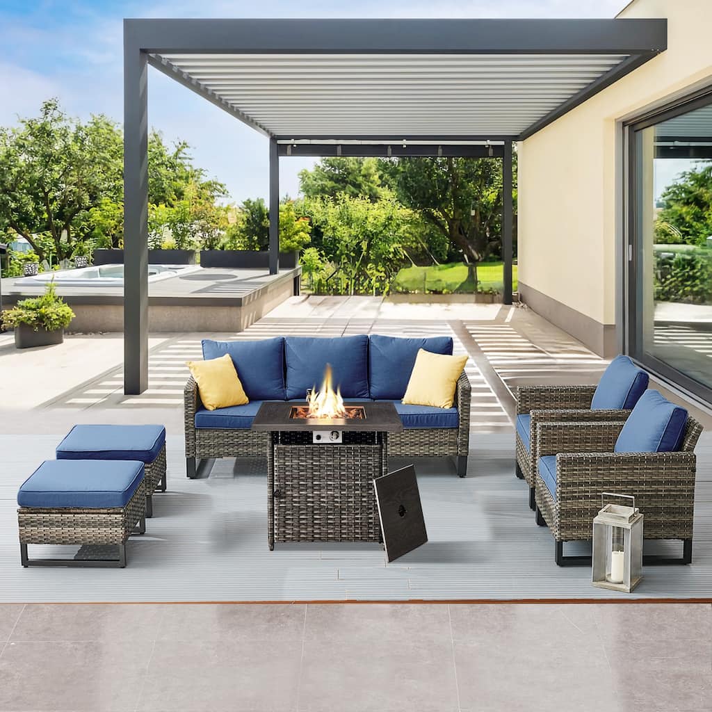 Gymojoy Outdoor Fire Pit Conversation Set, Patio Furniture with Cushions