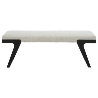 Boucle Upholstered Top Bench with Curved Base - 53" - White and Black