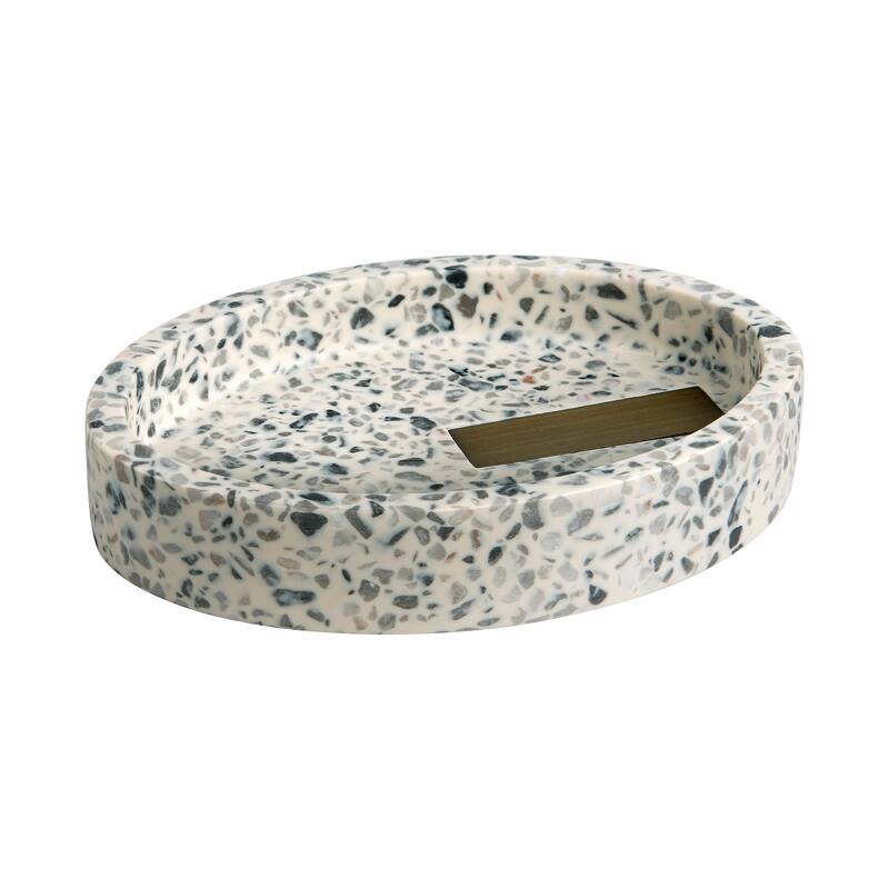 Lerrazzo Soap Dish - Grey/Natrual - 4.69" x 3.54" x 0.88"