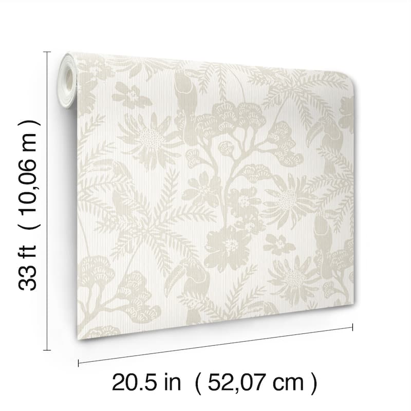 A-Street Prints Jacaranda Taupe Tropical Trail Wallpaper
