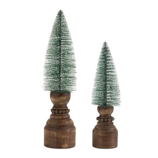 Rustic Pine Mini Tree Set of 2 for Winter and Holiday Decor - 3” x 3” x ...