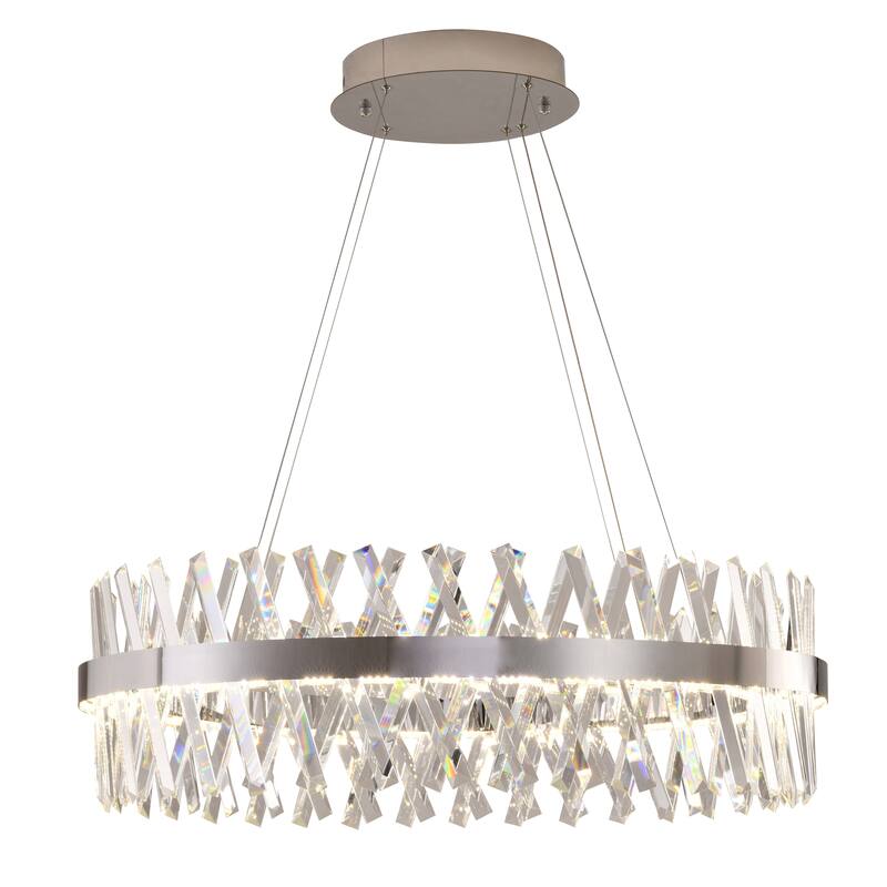 1-Light Chrome dimmable LED chandelier With Clear Crystal Accents