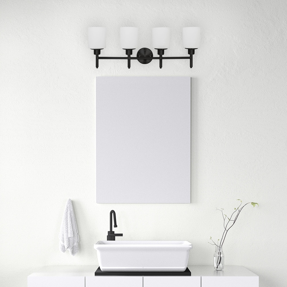 Aubrey Transitional 4-Light Indoor Bathroom Vanity Light - Matte Black