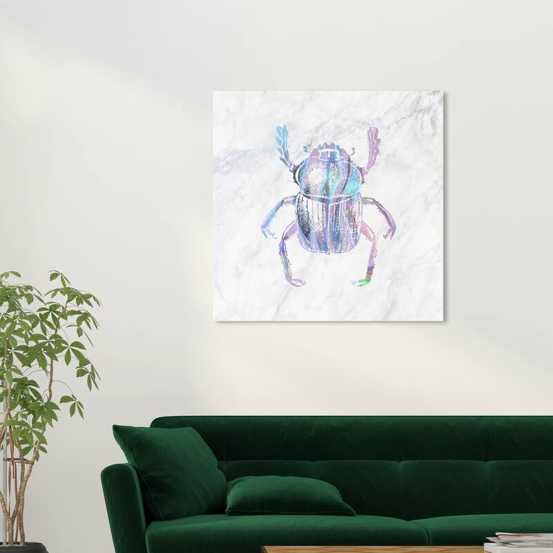 Wynwood Studio Canvas Animals Holo Beetle Gray and Metallic Gray Modern & Contemporary Wall Art Canvas Print - 30 x 30