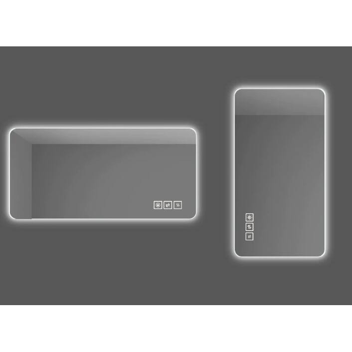 LED Wall Mirror - Bathroom/Full-Length/Makeup Use, 3 Color Lighting, Dimming, Waterproof - Silver