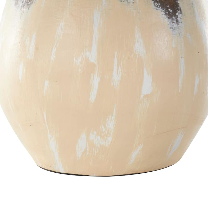 Cream Ceramic Antique Style Pot Decorative Vase with Curved Handle