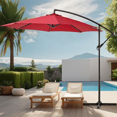 9.8ft Offset Patio Umbrella Offset Hanging Cantilever Patio Outdoor Market Umbrella UPF50 UV Protection