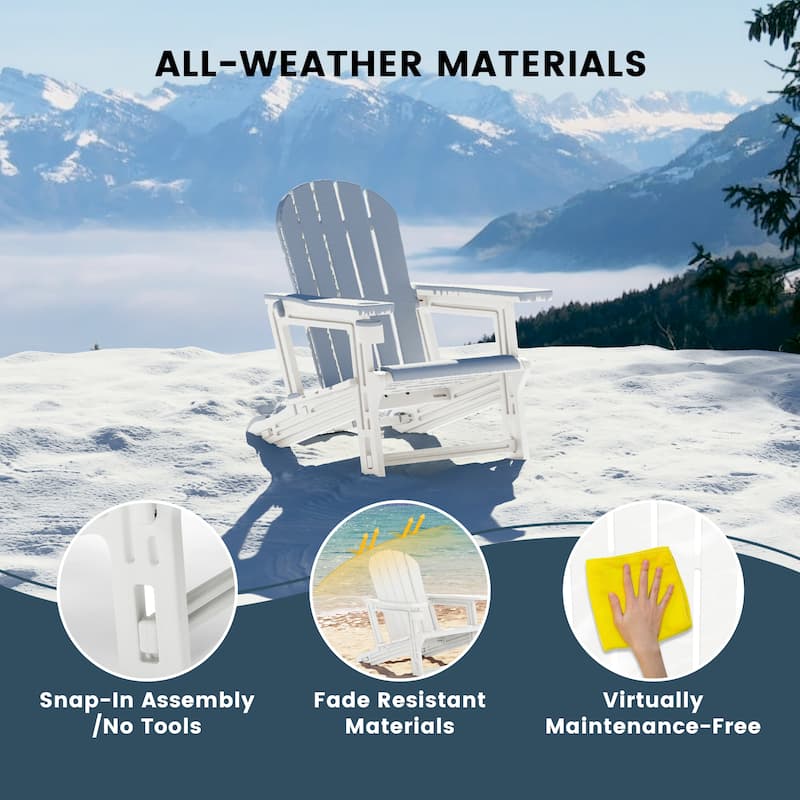 Coastline Outdoor Poly 3-Piece Set Adirondack Chair with Side Table