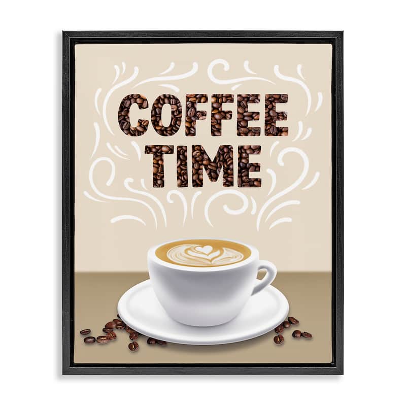 Stupell Traditional Coffee Time Brew Framed Floater Canvas Wall Art Design By Marcus Prime - 17 x 21 - Black