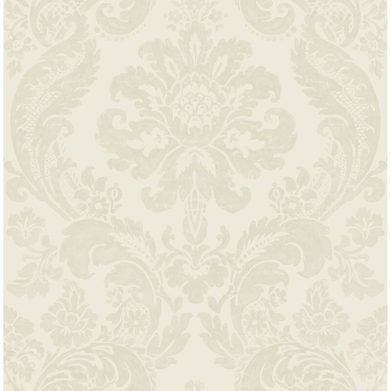 A-Street Prints Shadow Cream Flocked Damask Wallpaper