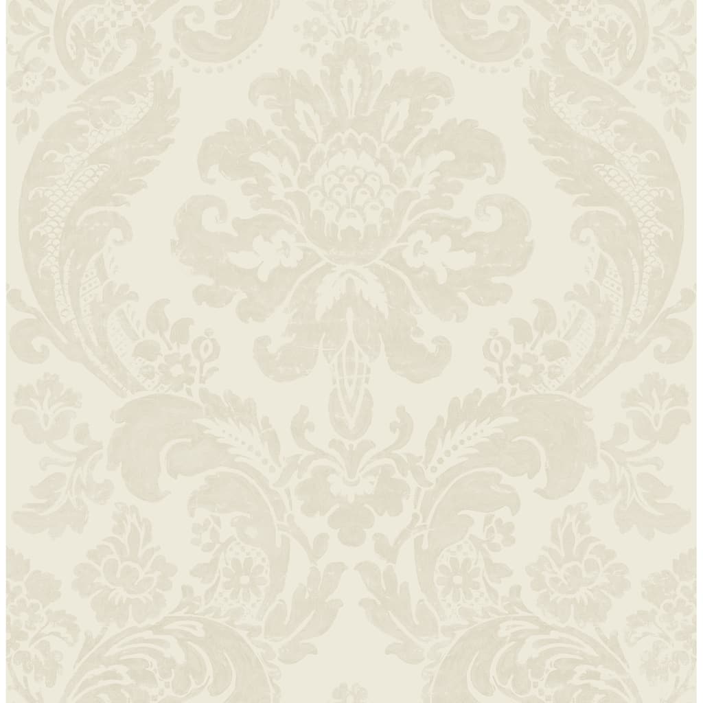 A-Street Prints Shadow Cream Flocked Damask Wallpaper