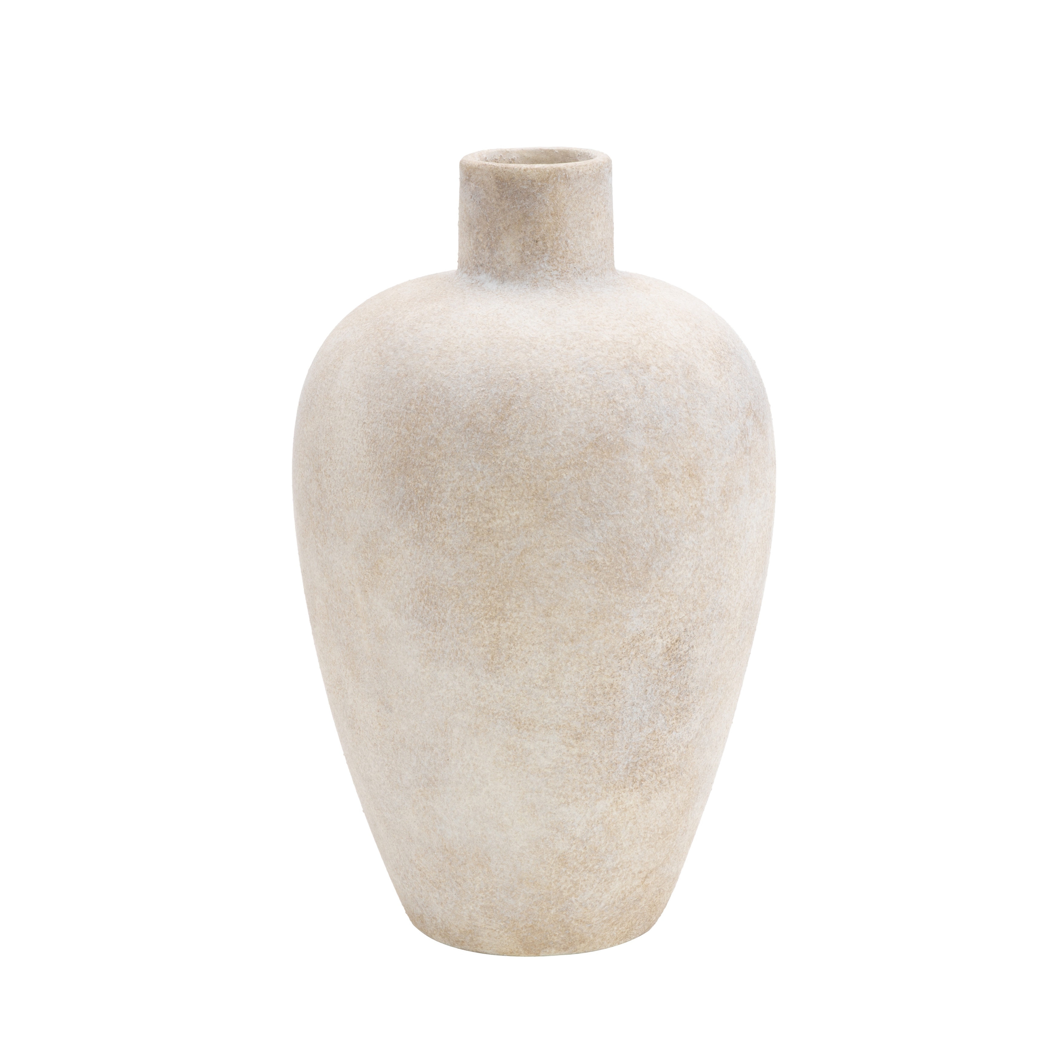 Ceramic Wide Textured Vase with Accents - Dark Gray, Beige, Red or Cream