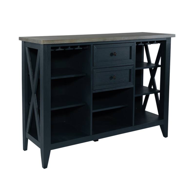 Lakeshore Server with Stemware Rack and Adjustable Shelves - Navy