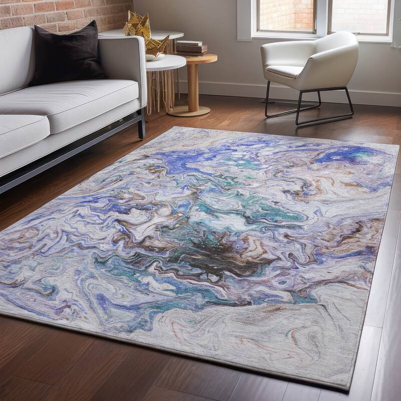 Premium Washable Super Soft Abstract Kyah Mayfield Rug - Beige - 9' x 12' - Rectangle