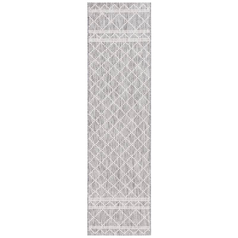 SAFAVIEH Courtyard Andreea Trellis Waterproof Patio Backyard Rug - 2'3" x 8' Runner - Light Grey/Dark Grey
