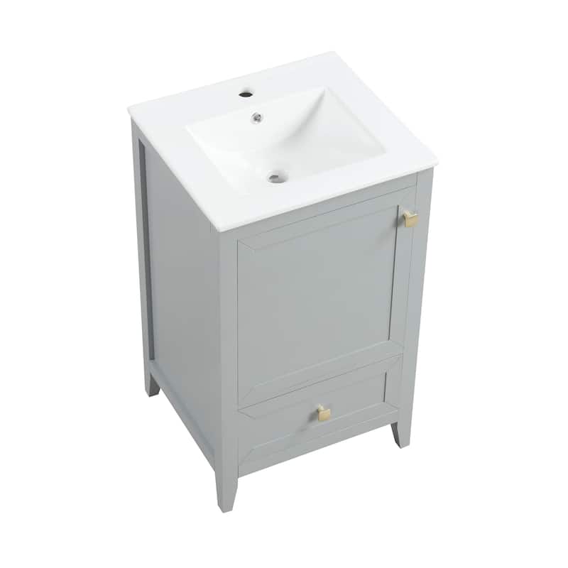 20" Bathroom Vanity with Sink, Bathroom Cabinet with Soft Closing Door, Storage Rack and A Drawer