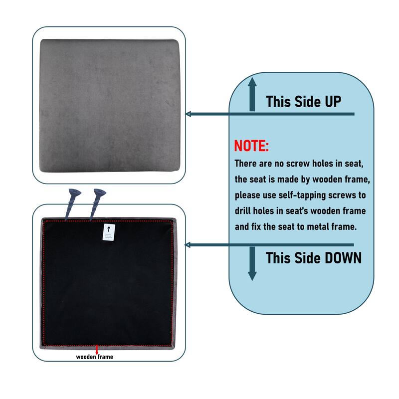 Set of 2 Velvet Upholstered Bar Stools with Footrest & Backrest, Modern Dining Chairs for Kitchen Island - Black & Gray