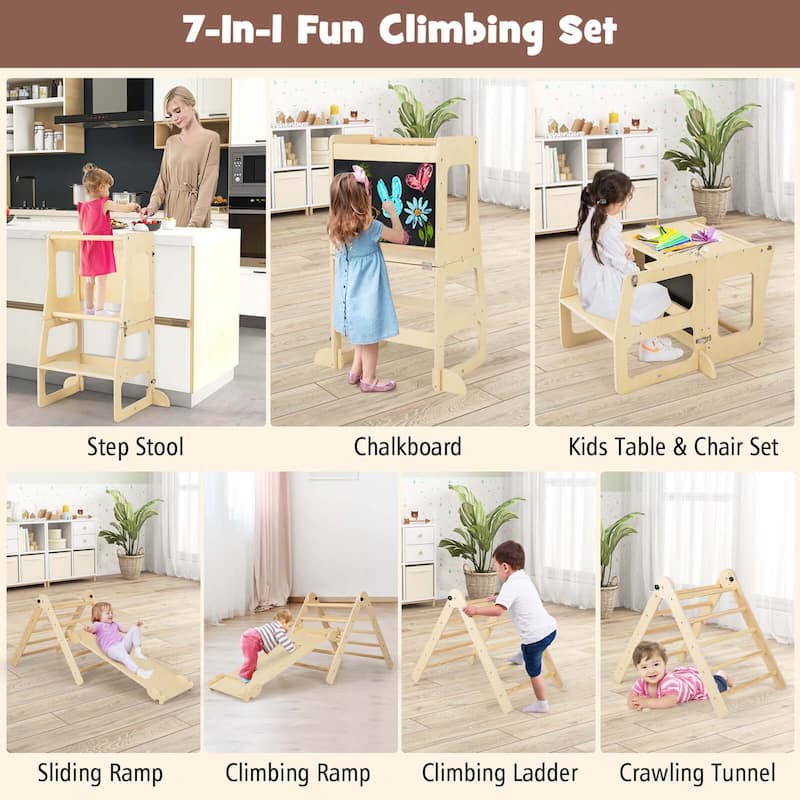 Costway 7-in-1 Toddler Climbing Toy Set with Reversible Ramp - See Details