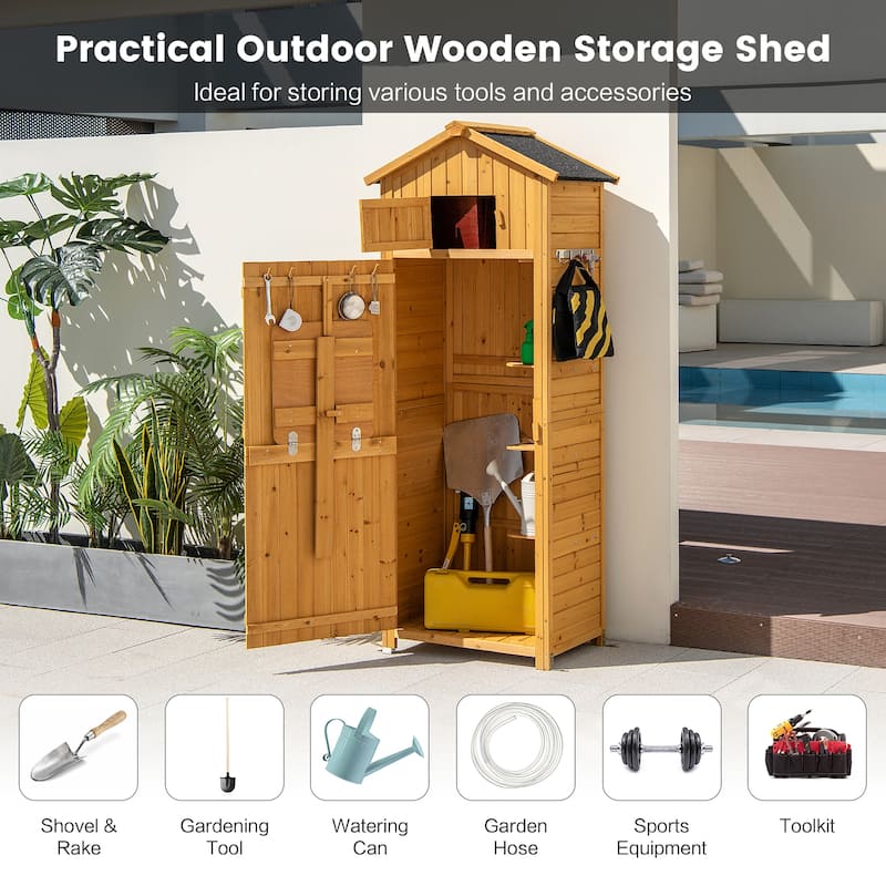 Costway Garden Storage Shed Outdoor Lockable Storage Cabinet Tool - See Details