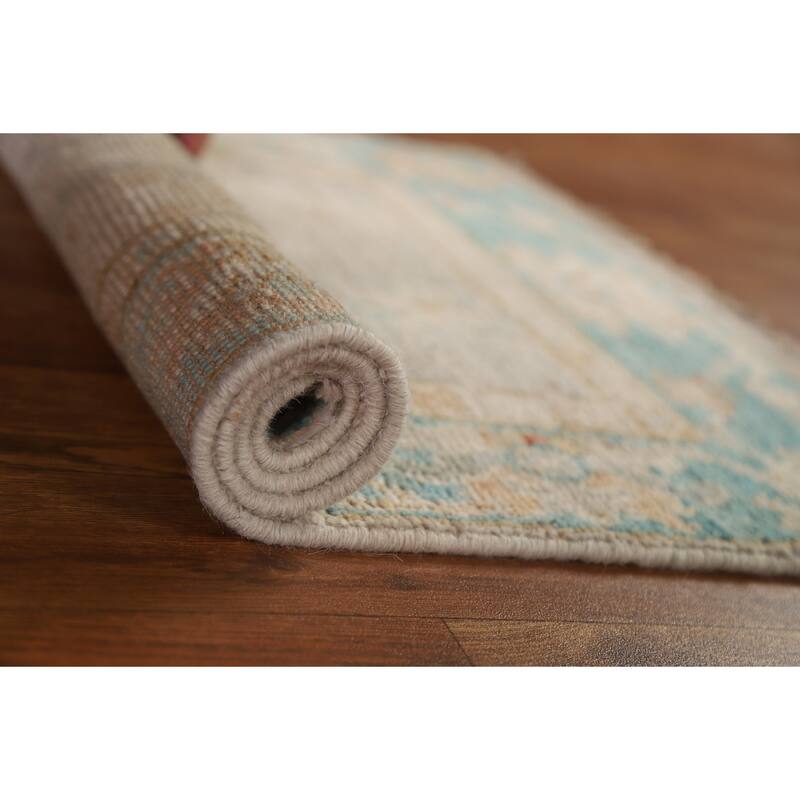 Hand Knotted Oriental 100% Wool Carpet Transitional Floral Greys & Charcoal Oushak Area Rug - 3' 0'' X 2' 0''