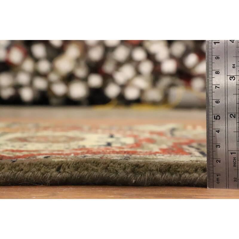 Hand Knotted Oriental 100% Wool Carpet Traditional Geometric Green Kazak Area Rug - 3' 0'' X 2' 0''