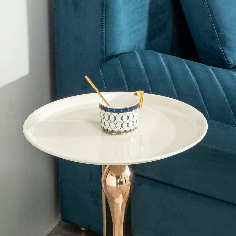 14.96" Carbon steel Round Side Table with Gold Finish and Modern Design