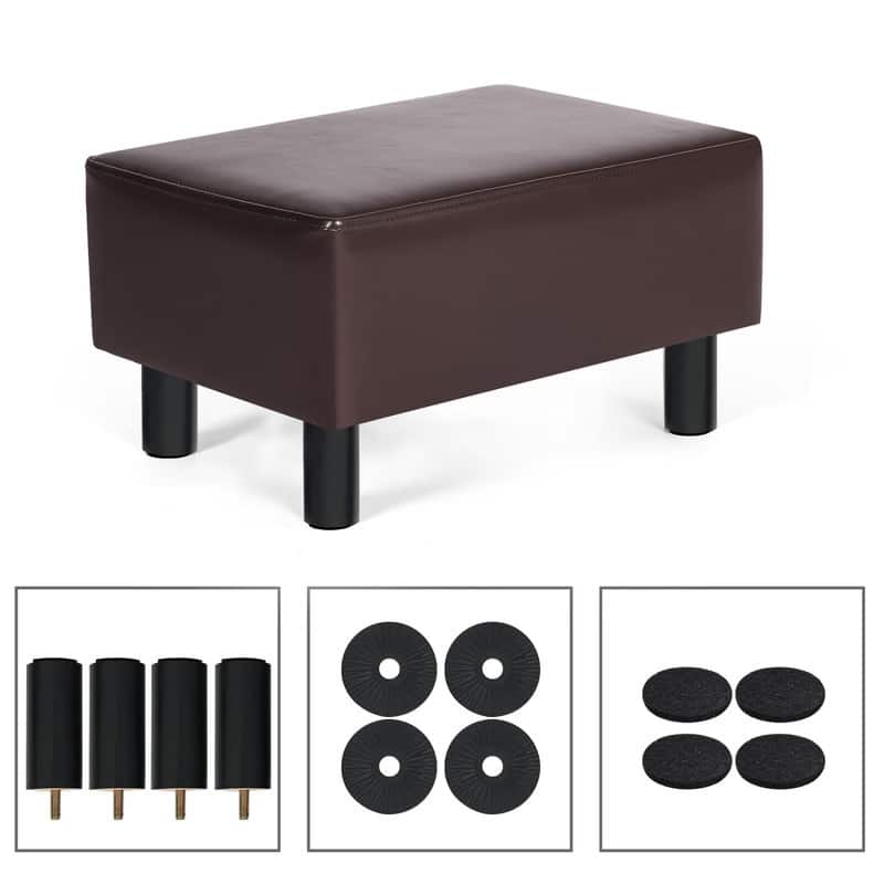 Adeco Footstool Ottoman Faux Leather Foot Rest Stool