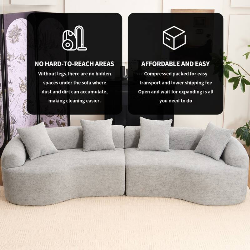 110'' Modular Sectional Curved Boneless Sofa