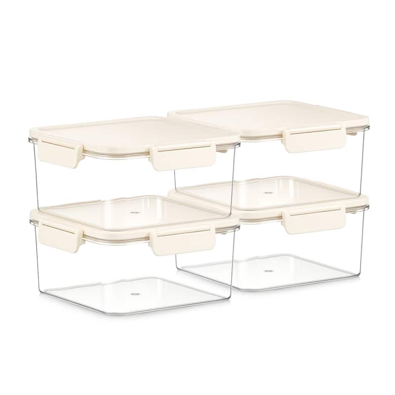 Sorbus Airtight Food Storage Container, Clear Stackable Canister for Pantry, Rice, Pasta, Cereal & Snacks - Standard Square - 4 Piece