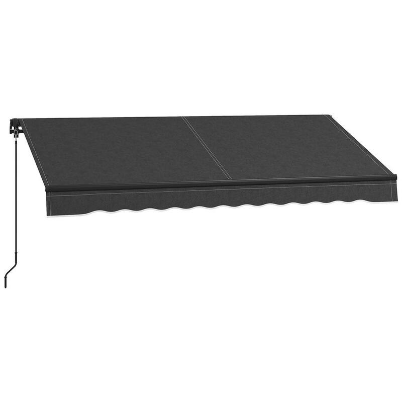 8' x 6.5' Retractable Awning, 280gsm UV Resistant Sunshade Shelter - Dark Grey