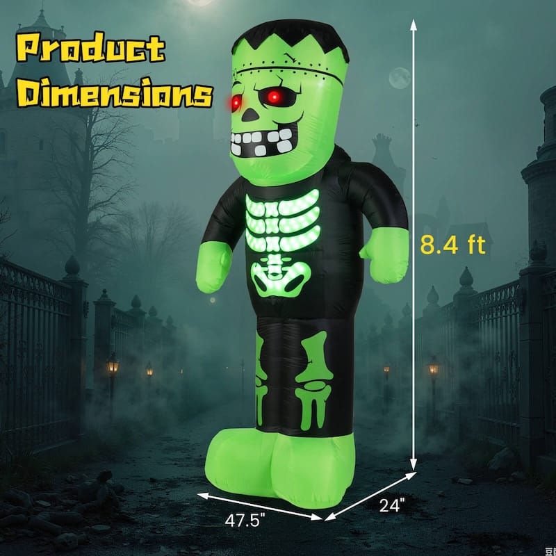 8.4 Ft Halloween Inflatable Frankenstein Skeleton Light Up Decoration
