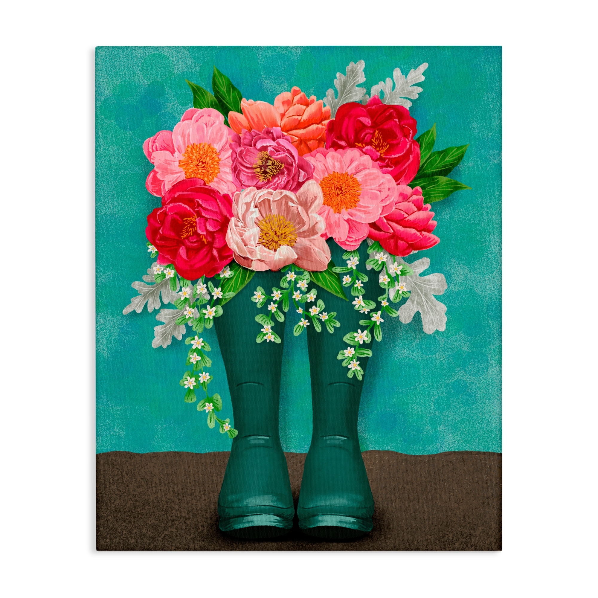 Stupell Peony Rain Boots Bundle Canvas Wall Art Design By Jilly Jack Designs