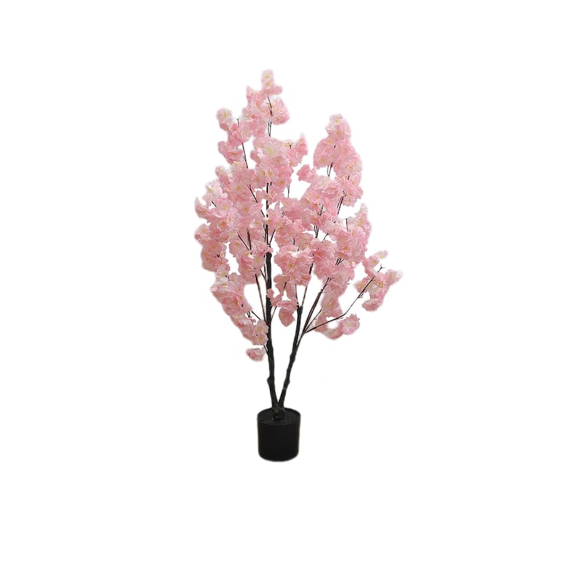Artificial Pink Fake Flower Tree, Cherry Blossom Tree for Home Office Decor