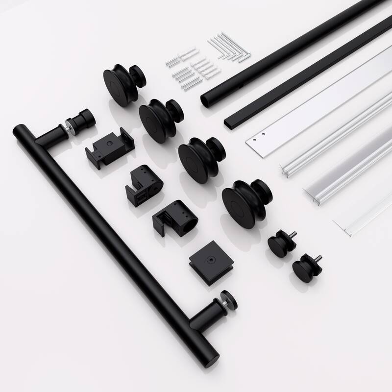 GDFStudio - Modern America Design Frameless Double Sliding Shower Door with 5/16" SGCC Tempered Glass & Stainless Steel Hardware