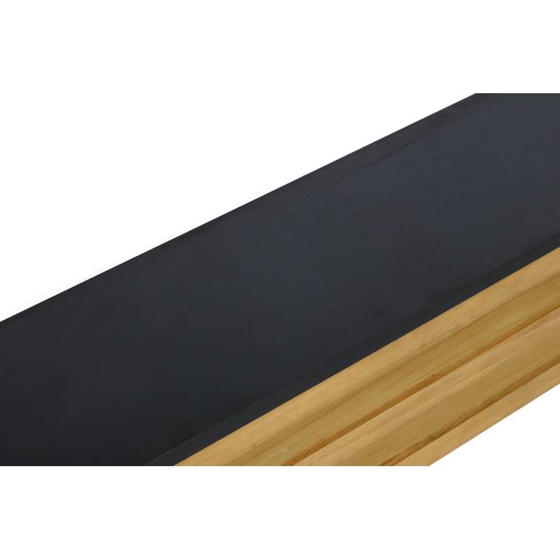 Modern Contrast Console Table with Layered Wood Frame and Black Top