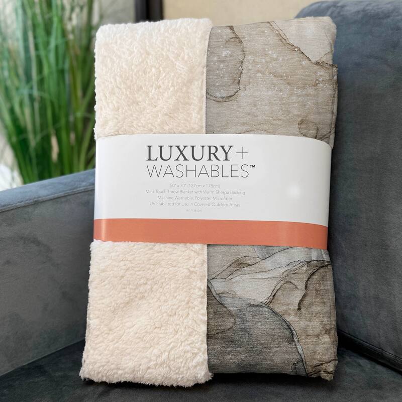 Premium Machine Washable Abstract Contemporary Sherpa Throw Blanket
