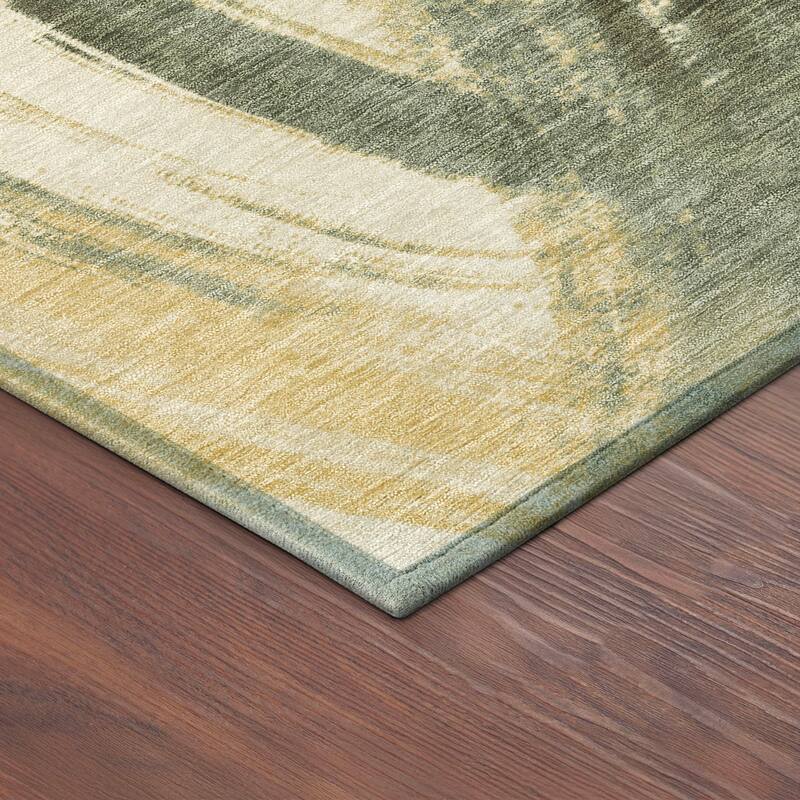 Machine Washable Indoor/ Outdoor Abstract Brushstroke Chantille Rug