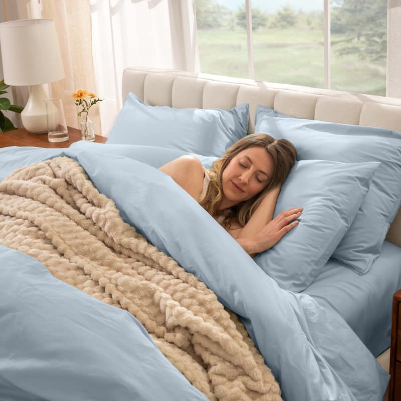 Bare Home Organic Cotton Percale Duvet Cover Set