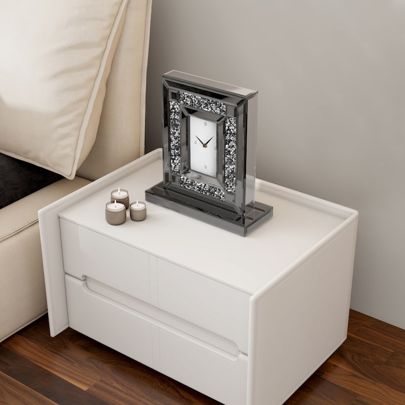 Mirrored Crushed Diamond Table Clock