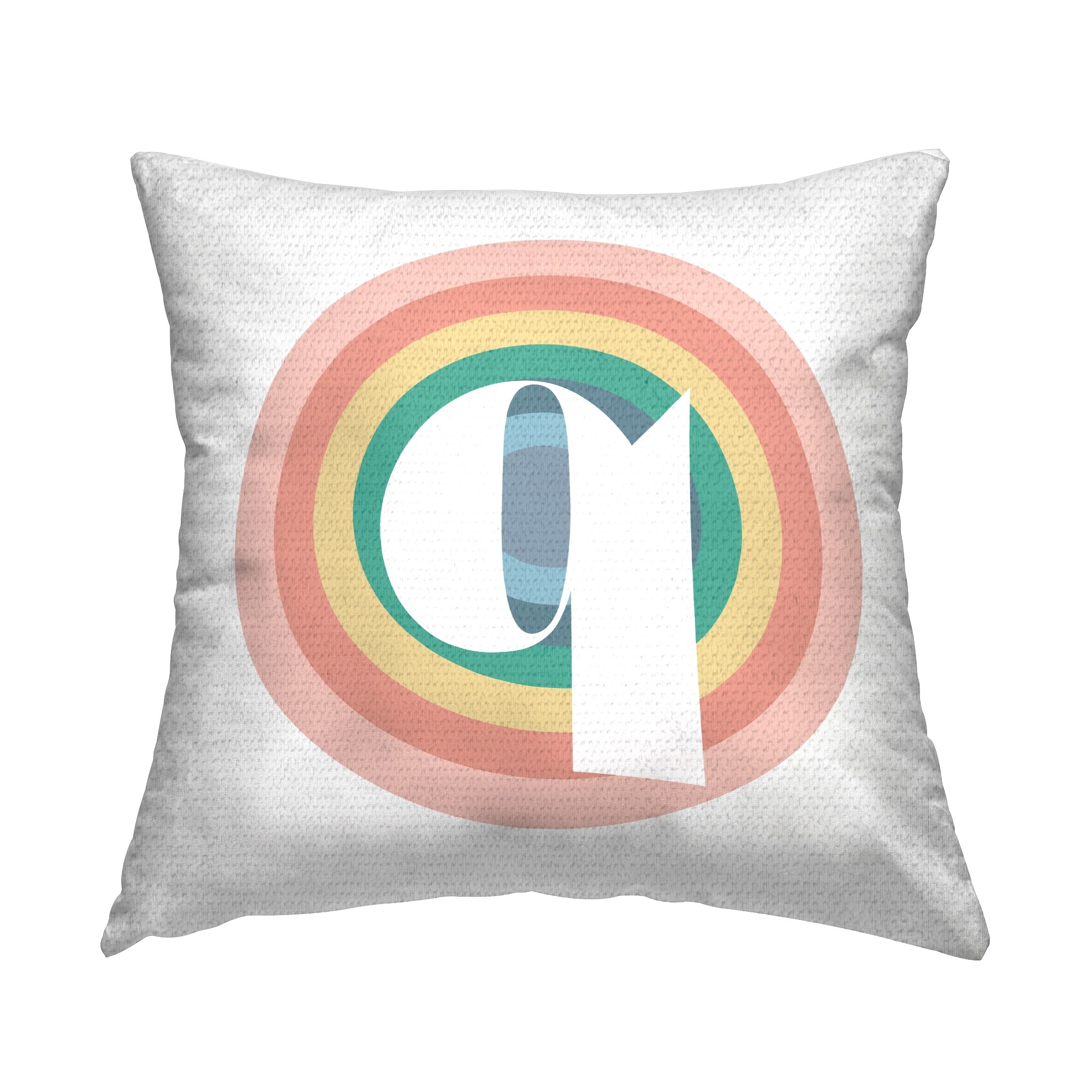 Stupell Rainbow Name Initial Printed Outdoor Throw Pillow Design by Lil' Rue