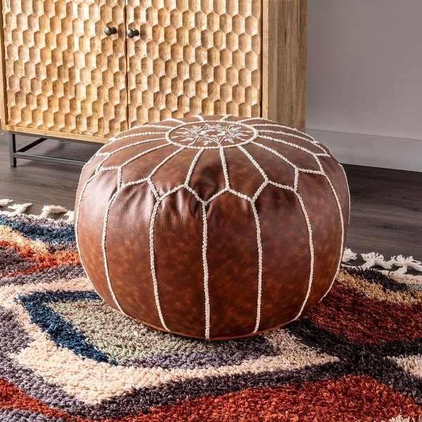 nuLOOM Classic Moroccan Faux Leather Ottoman Pouf. Opens flyout.
