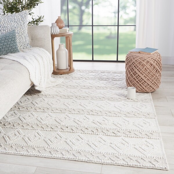 Melton Indoor Outdoor Trellis White Light Gray Area Rug Bed