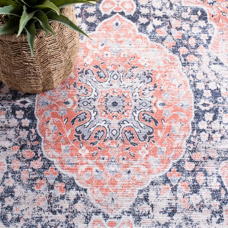 SAFAVIEH Handmade Saffron Macey Traditional Tribal Navy/Ivory Cotton Rug